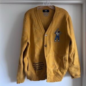 Yellow Eastside Golf Cardigan with Embroidered Design